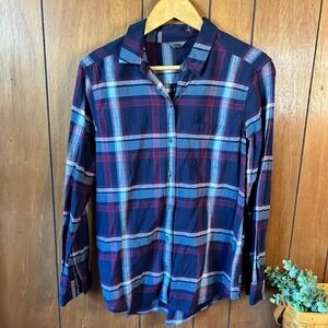 Eddie Bauer‎ Women's Plaid Button Down Shirt Long Sleeve Cotton Spandex Size M